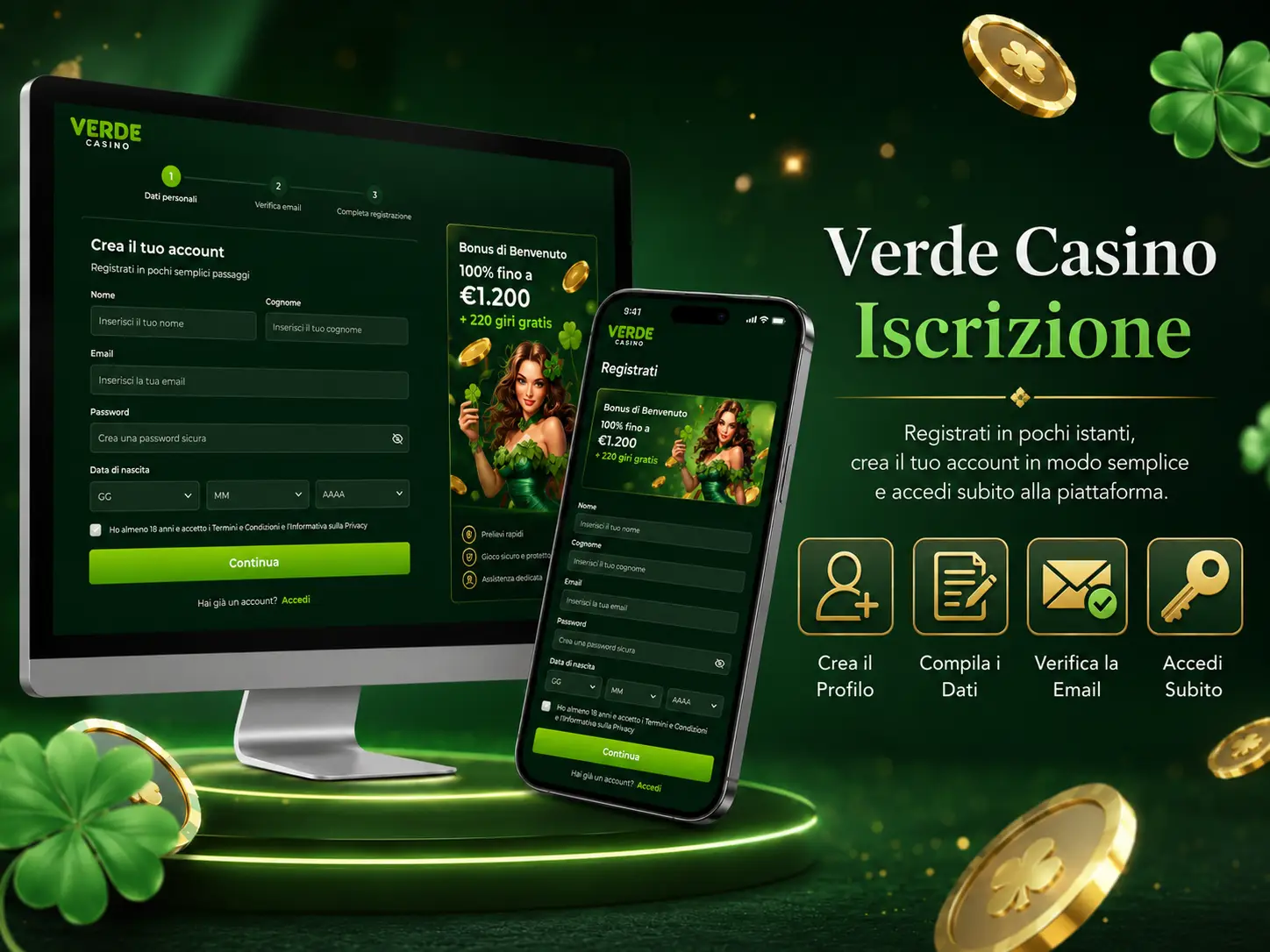 Registrazione su Verde Casino